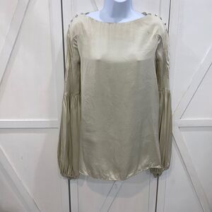 Givenchy 100% Silk Balloon Sleeve Pleated Back Blouse Size 36
